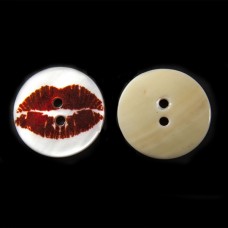 Гудзик черепашка біла+червона, 24 мм | furnitura.com.ua