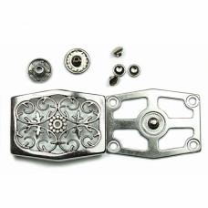 Кнопка ажурна ромб, нікель, 4.5х3.3 см | furnitura.com.ua