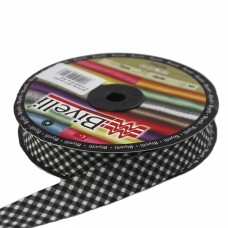 Коса бейка чорна клітка х/б, 2 см | furnitura.com.ua