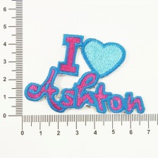 Аплікація пришивна синя I Love Ashton