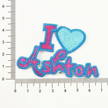 Аплікація пришивна синя I Love Ashton - furnitura.com.ua