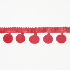 Стрічка з помпонами коралова, 2см | furnitura.com.ua