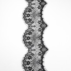 Кружево Zira шантильи, черное 8-10 см | furnitura.com.ua