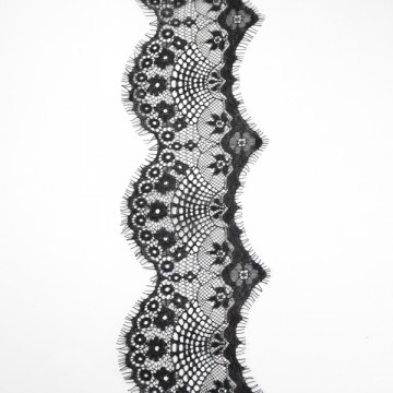 Кружево Zira шантильи, черное 8-10 см - furnitura.com.ua