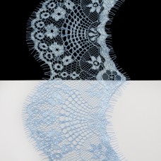 Кружево Zira шантильи, голубое 8-10 см | furnitura.com.ua