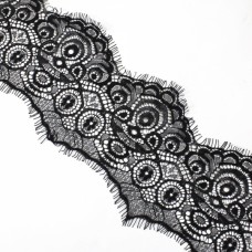 Кружево Zira шантильи, черное  8-10 см | furnitura.com.ua