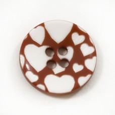 Ґудзик червоно-білі серця, 20 мм | furnitura.com.ua
