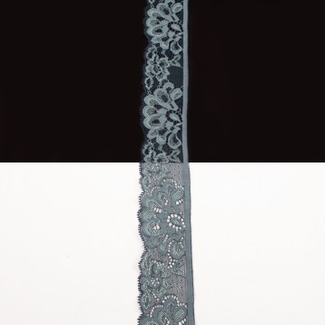 Мереживо Італія джинс + сизий, 4,5 см - furnitura.com.ua