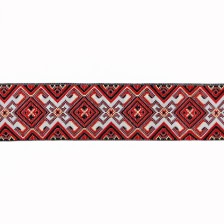Лента арт.369 черно-красный орнамент, 5 см,25 м