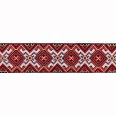 Стрічка арт.369 чорно-червоний орнамент, 5 см, 25 м | furnitura.com.ua