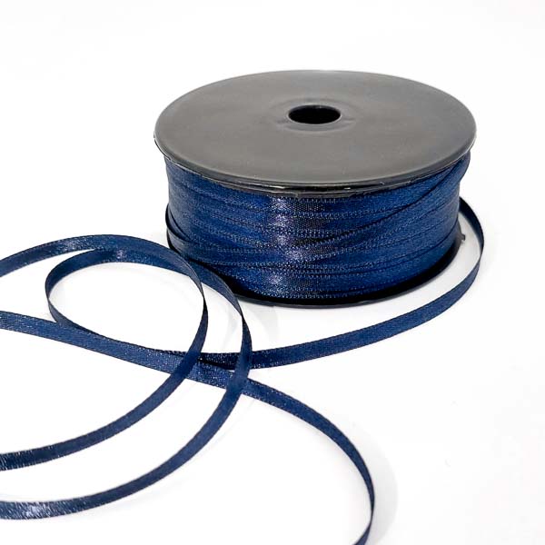 Стрічка атласна двостороння синя 0,5 см (100 м)