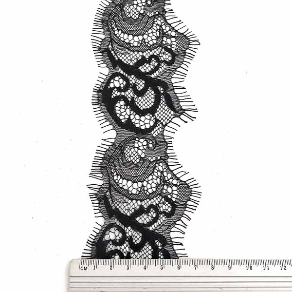 Кружево Zira шантильи, черное 5 см, арт J109