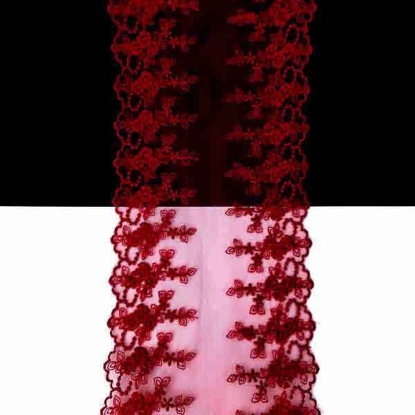 мереживо Zira на сітці арт.С99-2, червоне, шир 14-10,5 см