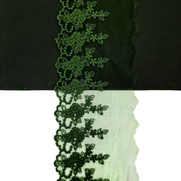 мереживо Zira на сітці одност., темно-зелене, 8 см
