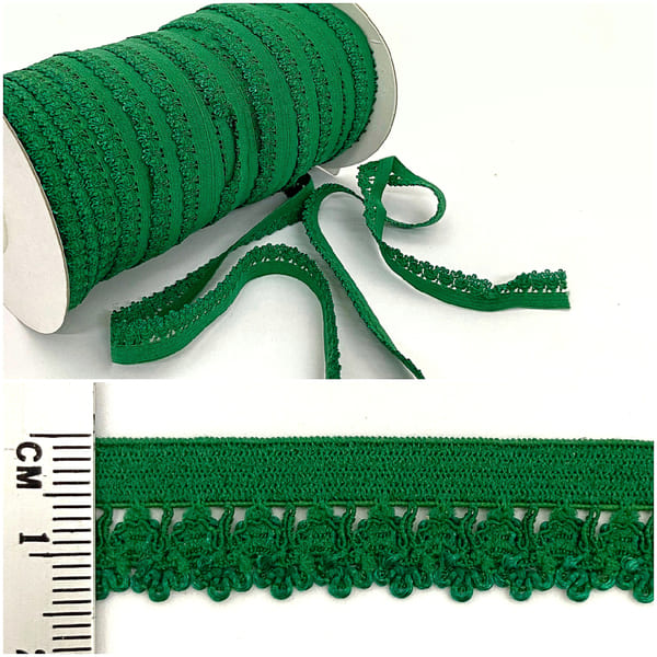 Резинка ажурна білизняна зелена, 16 мм