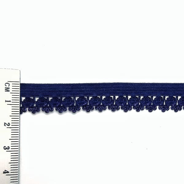 Резинка ажурна білизняна темно-синя, 14 мм