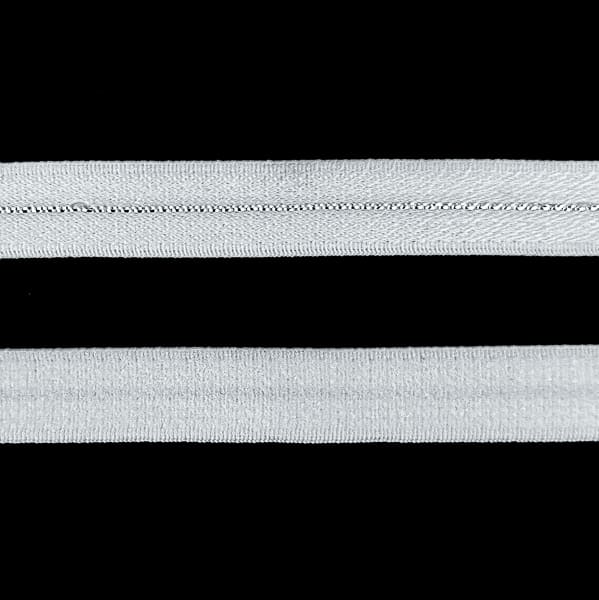Резинка для бретелі біла+срібло, 1 см