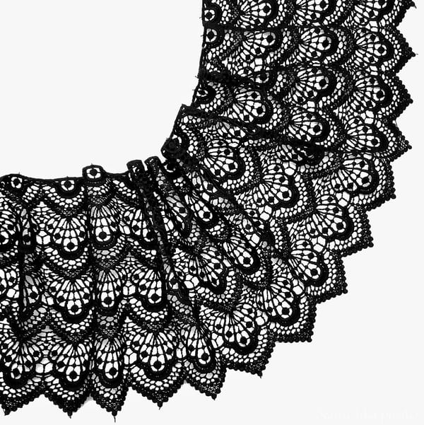 кружево Zira вязаное черное, 21-23 см матовое