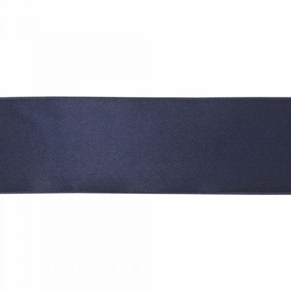 Стрічка атласна темно-синя, 7 см