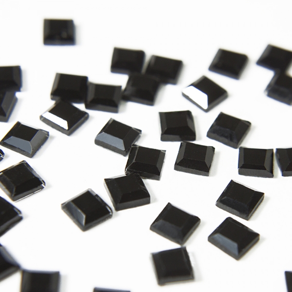 Стрази клейові квадратні чорні, 3х3 мм